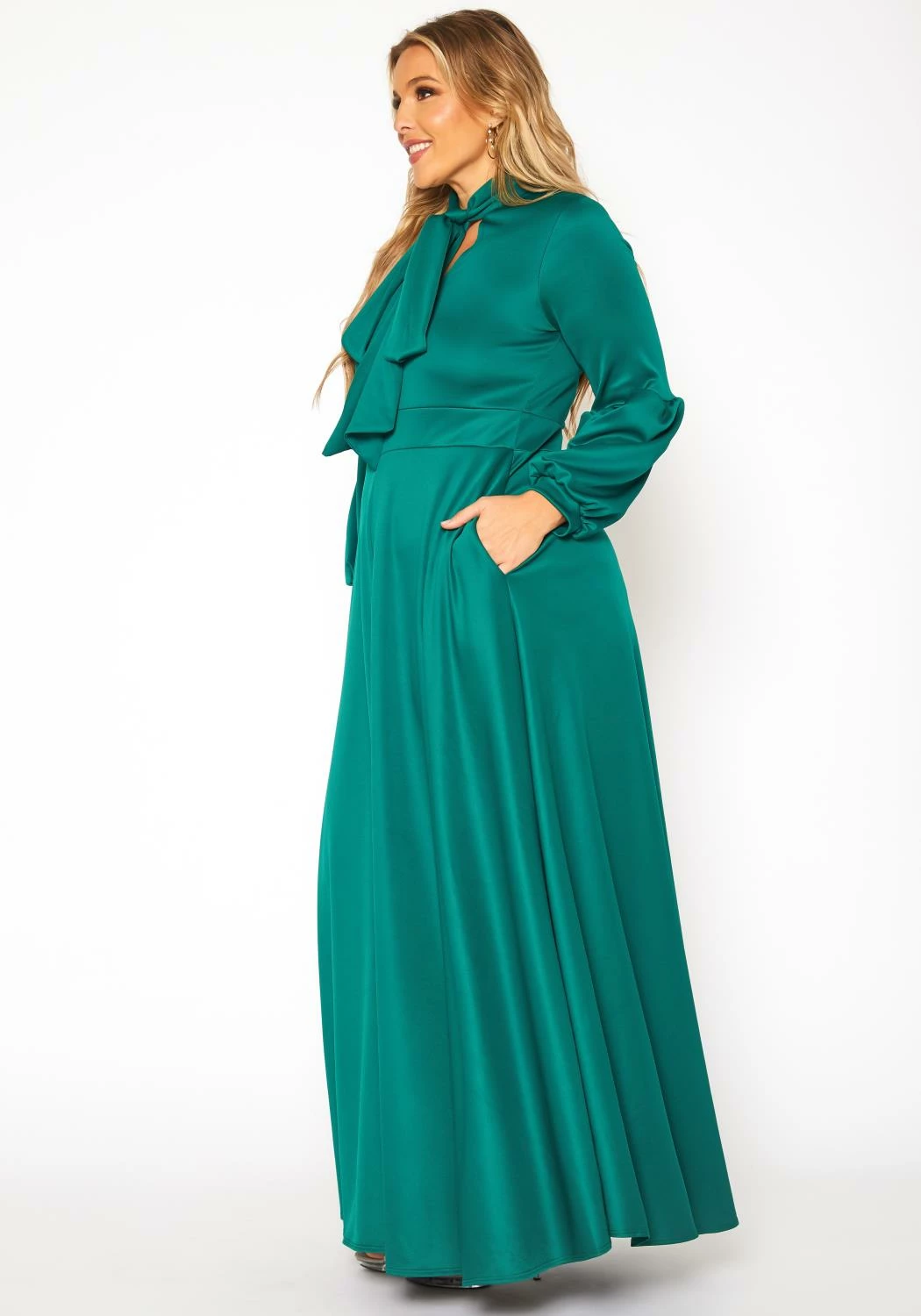 Plus Size Bow Front Fit & Flare Maxi Dress 3 Plus Size Bow Front Fit & Flare Maxi Dress - Image 3