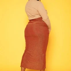 Plus Size Drawstring Hem Shimmer Maxi Skirt -Radiant Drape Sales 2019223 120 3