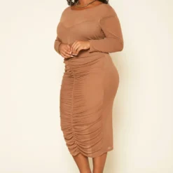 Plus Size Ruched Mesh Bodycon Midi Dress -Radiant Drape Sales 2019227 142 2