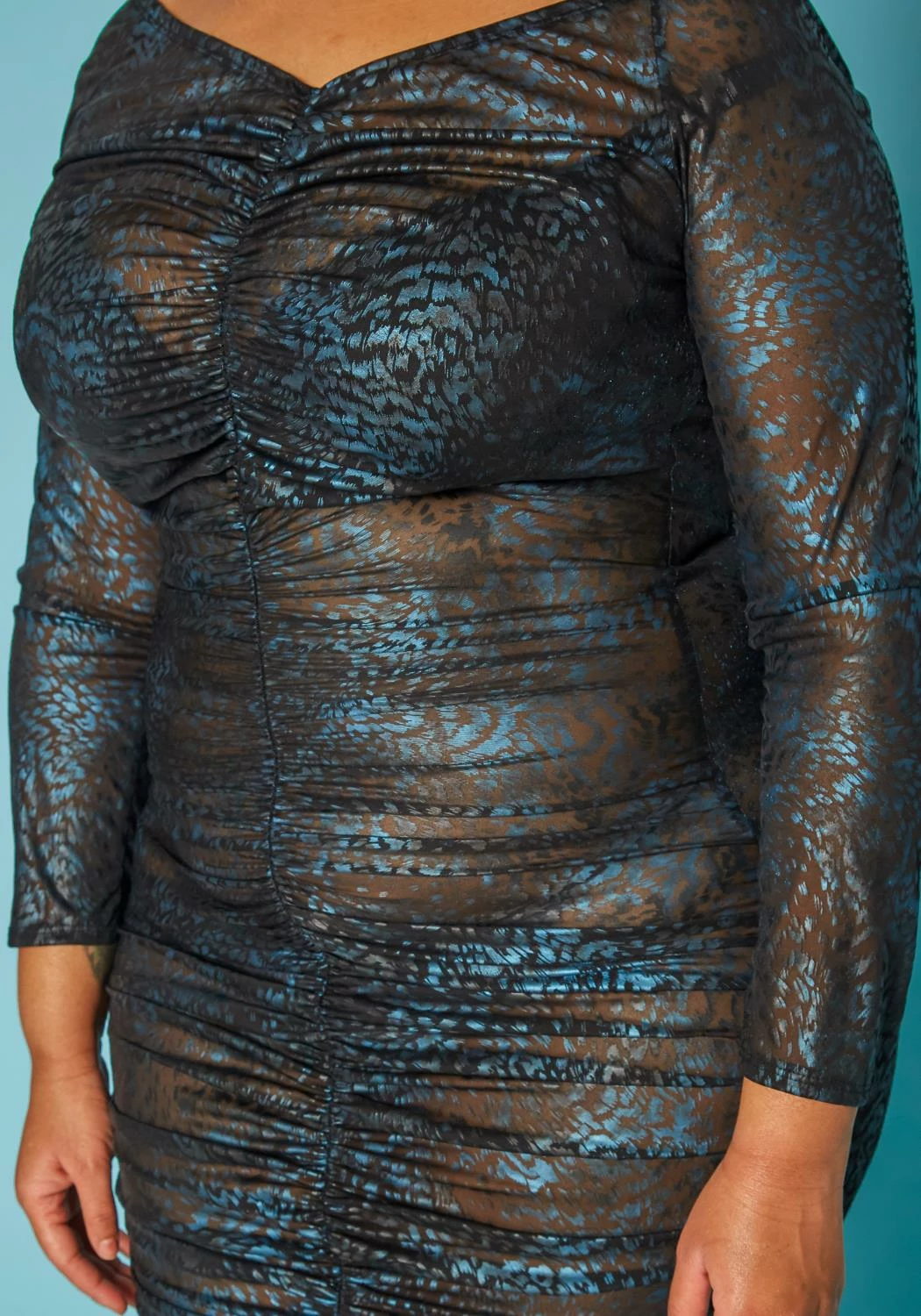 Plus Size Leopard Print Mesh Bodycon Dress 5 Plus Size Leopard Print Mesh Bodycon Dress - Image 5