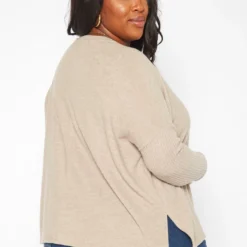 Plus Size Casual Knit Relaxed Long Sleeve Shirt -Radiant Drape Sales 2019261 190 3