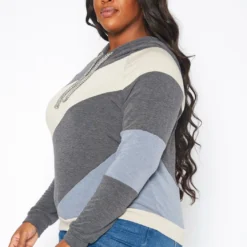 Plus Size Color Block Hooded Sweater -Radiant Drape Sales 2019264 128 2