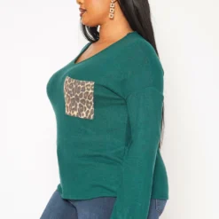 Plus Size Snakeskin Pocket Hem Long Sleeve Shirt -Radiant Drape Sales 2019278 161 2