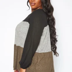 Plus Size Color Block Flare Shirt -Radiant Drape Sales 2019279 128 2