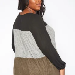 Plus Size Color Block Flare Shirt -Radiant Drape Sales 2019279 128 3
