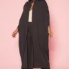 Plus Size Open Front Maxi Blouse & Pants Set