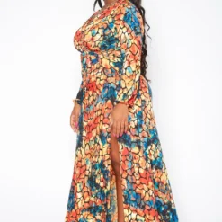 Plus Size Rocky Print Fit & Flare Maxi Dress -Radiant Drape Sales 2019329 109 2