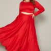 Plus Size Crop Top & Maxi Flare Skirt Set