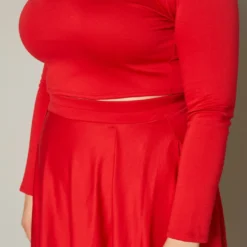 Plus Size Crop Top & Maxi Flare Skirt Set 9 Plus Size Crop Top & Maxi Flare Skirt Set -Radiant Drape Sales 2019333 001 4