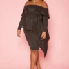 Plus Size Asymmetric Peplum Off Shoulder Mini Dress