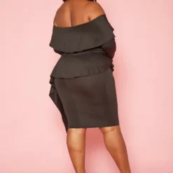 Plus Size Asymmetric Peplum Off Shoulder Mini Dress -Radiant Drape Sales 2019335 001 3