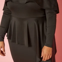 Plus Size Asymmetric Peplum Off Shoulder Mini Dress -Radiant Drape Sales 2019335 001 4