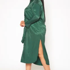 Plus Size Satin Button Front Midi Dress -Radiant Drape Sales 2019336 161 2