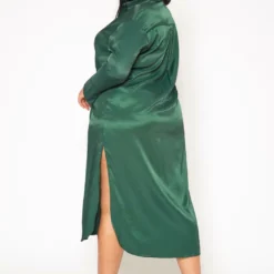 Plus Size Satin Button Front Midi Dress -Radiant Drape Sales 2019336 161 3