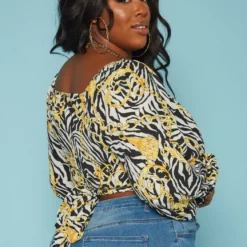 Plus Size Chainlink Zebra Print Long Sleeve Blouse -Radiant Drape Sales 2019338 172 3