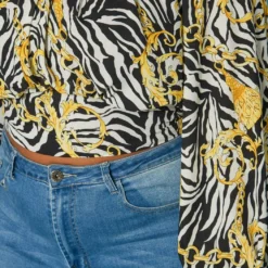 Plus Size Chainlink Zebra Print Long Sleeve Blouse -Radiant Drape Sales 2019338 172 4