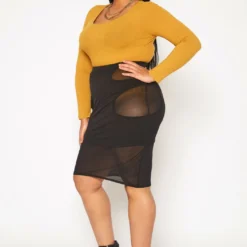 Plus Size Mesh Cut Out Bodycon Skirt -Radiant Drape Sales 2019348 001 2