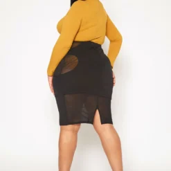 Plus Size Mesh Cut Out Bodycon Skirt -Radiant Drape Sales 2019348 001 3