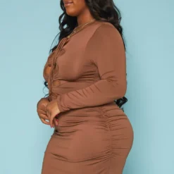 Plus Size Front Tie Closure Bodycon Mini Dress 7 Plus Size Front Tie Closure Bodycon Mini Dress -Radiant Drape Sales 2019351 190 2