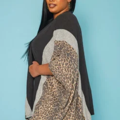 Plus Size Leopard Print Color Block Cardigan -Radiant Drape Sales 2019356 128 2
