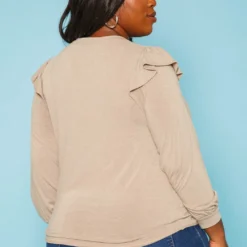 Plus Size Ruffle Trim Long Sleeve Top -Radiant Drape Sales 2019360 118 4