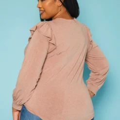 Plus Size Ruffle Trim Long Sleeve Top -Radiant Drape Sales 2019360 162 3