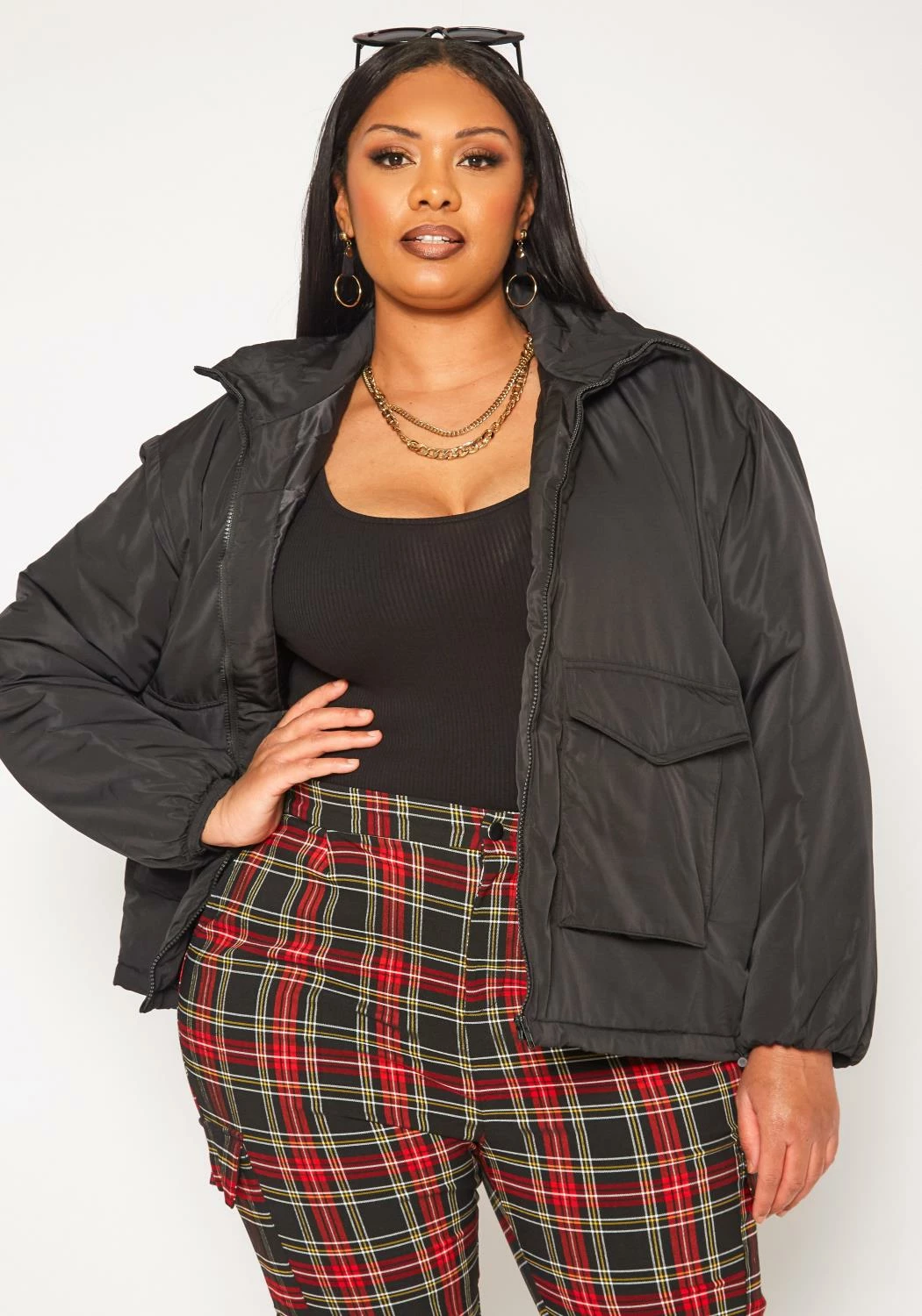 Plus Size Solid Puffer Jacket 1 Plus Size Solid Puffer Jacket