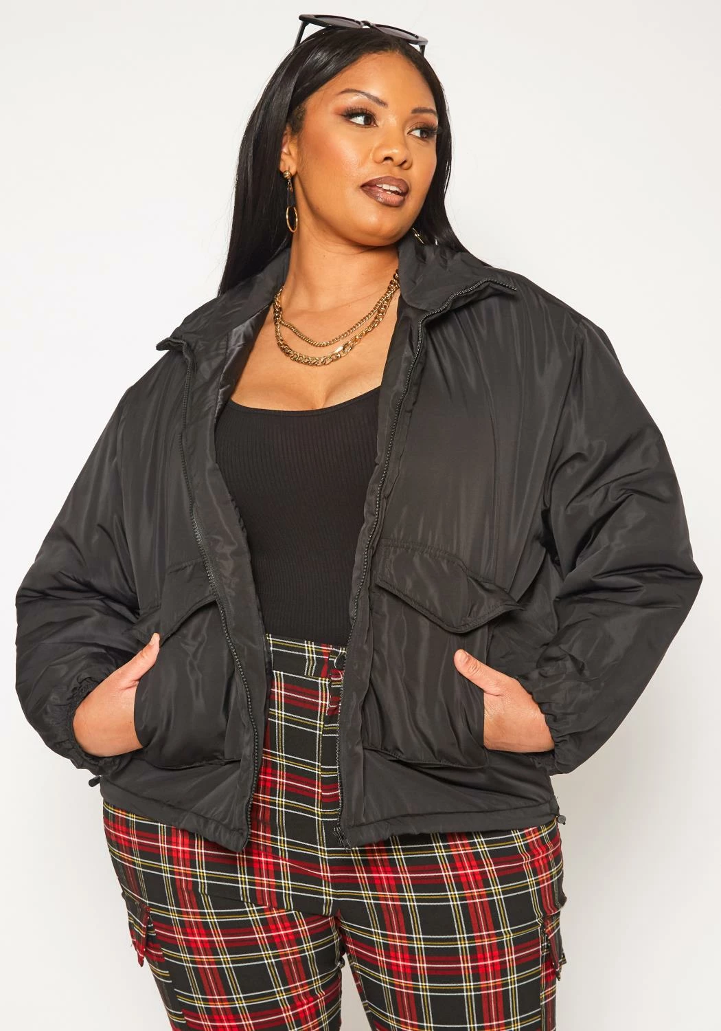 Plus Size Solid Puffer Jacket 2 Plus Size Solid Puffer Jacket - Image 2