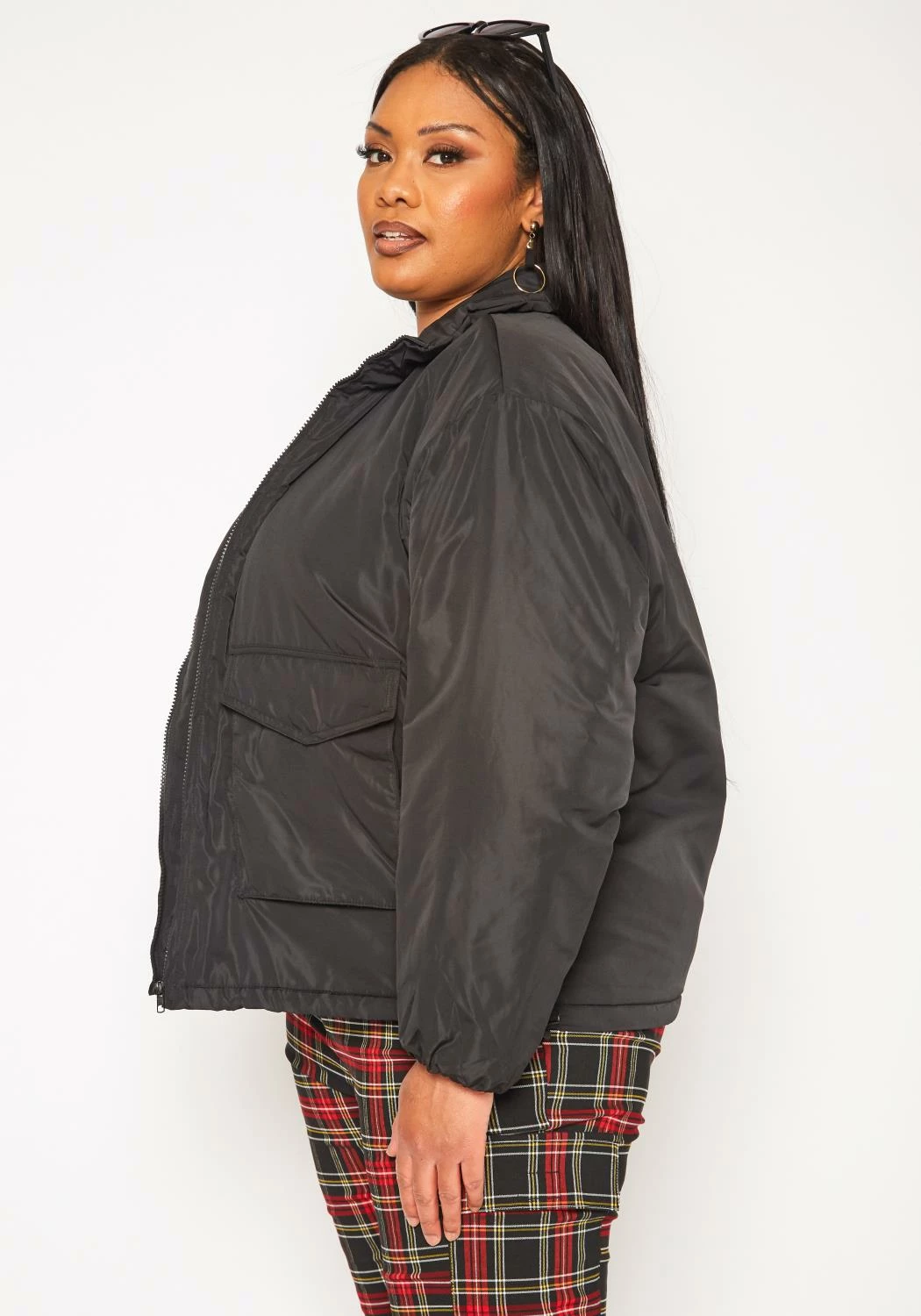 Plus Size Solid Puffer Jacket 3 Plus Size Solid Puffer Jacket - Image 3