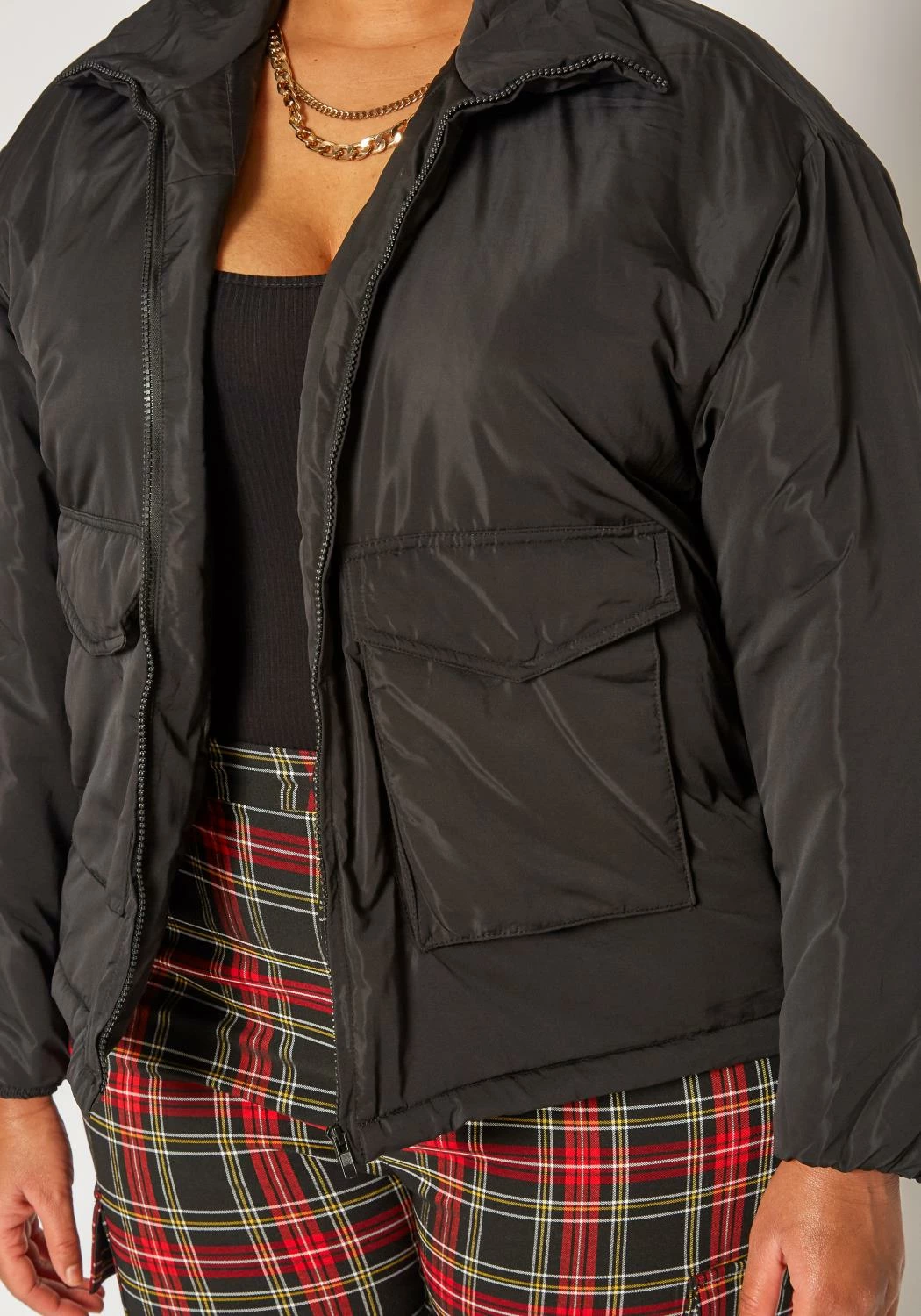 Plus Size Solid Puffer Jacket 5 Plus Size Solid Puffer Jacket - Image 5