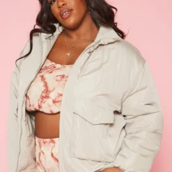 Plus Size Solid Puffer Jacket 7 Plus Size Solid Puffer Jacket -Radiant Drape Sales 2019361 190 2