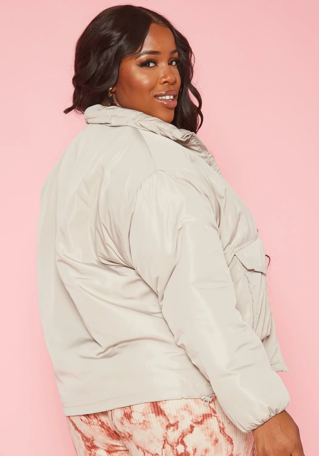Plus Size Solid Puffer Jacket 4 Plus Size Solid Puffer Jacket - Image 4