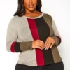 Plus Size Color Block Long Sleeve Shirt