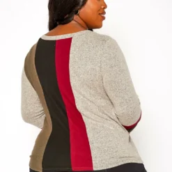 Plus Size Color Block Long Sleeve Shirt -Radiant Drape Sales 2019364 128 3