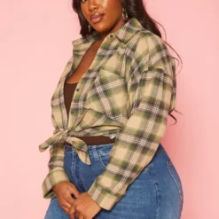 Plus Size Plaid Print Collar Shacket -Radiant Drape Sales 2019366 125 3