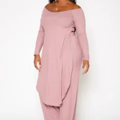 Plus Size Ribbed Knit Long Sleeve Top & Pants Set 8 Plus Size Ribbed Knit Long Sleeve Top & Pants Set -Radiant Drape Sales 2019368 104 1