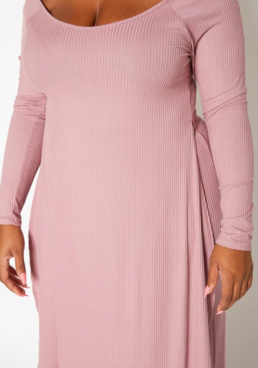 Plus Size Ribbed Knit Long Sleeve Top & Pants Set 6 Plus Size Ribbed Knit Long Sleeve Top & Pants Set - Image 6