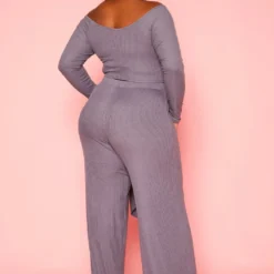 Plus Size Ribbed Knit Long Sleeve Top & Pants Set 9 Plus Size Ribbed Knit Long Sleeve Top & Pants Set -Radiant Drape Sales 2019368 749 2