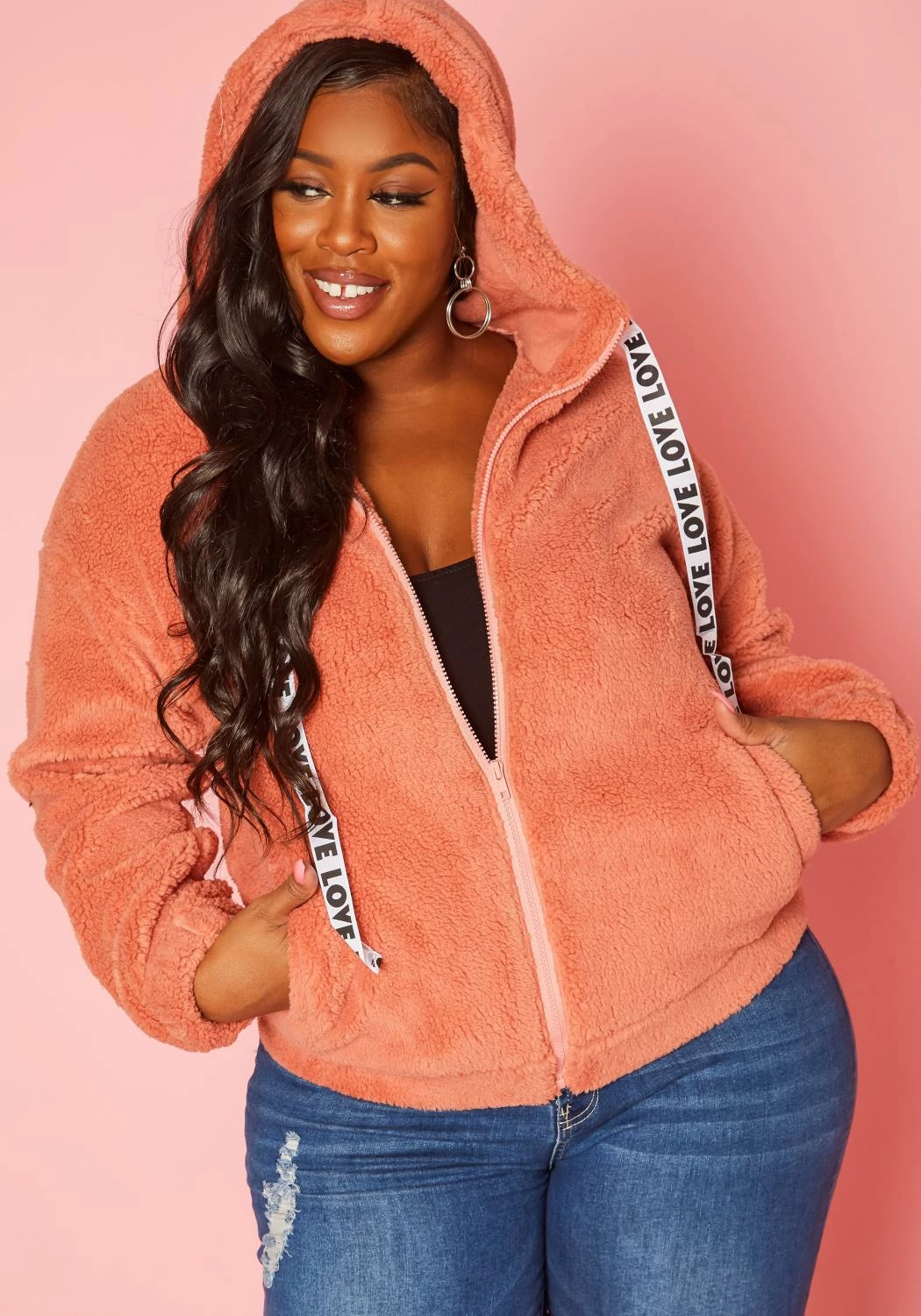 Plus Size Faux Fur Hooded Love Sweater 1 Plus Size Faux Fur Hooded Love Sweater