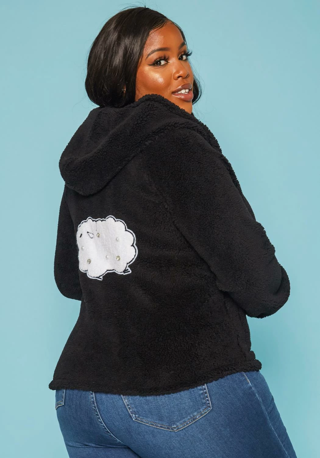 Plus Size Faux Fur Hooded Zip Front Sweater 4 Plus Size Faux Fur Hooded Zip Front Sweater - Image 4