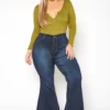 Vibrant Plus Size Butt Lift Bell Bottom Denim Jean