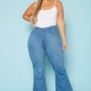 Vibrant Plus Size Classic Blue Flared Hem Jean