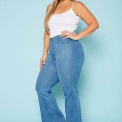 Vibrant Plus Size Classic Blue Flared Hem Jean -Radiant Drape Sales 2019539 938 2