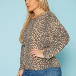 Plus Size Leopard Pattern Open Back Shirt -Radiant Drape Sales 2019540 375 2