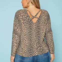 Plus Size Leopard Pattern Open Back Shirt -Radiant Drape Sales 2019540 375 3