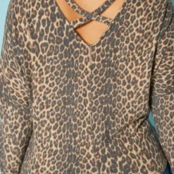 Plus Size Leopard Pattern Open Back Shirt -Radiant Drape Sales 2019540 375 4