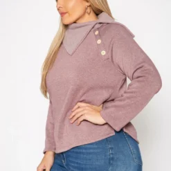 Plus Size Asymmetric Collar Neck Sweater -Radiant Drape Sales 2019541 186 2