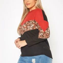 Plus Size Waffle Knit Color Block Sweater -Radiant Drape Sales 2019543 128 2