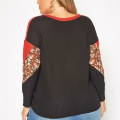 Plus Size Waffle Knit Color Block Sweater -Radiant Drape Sales 2019543 128 3