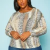 Plus Size Leopard Print Open Back Shirt